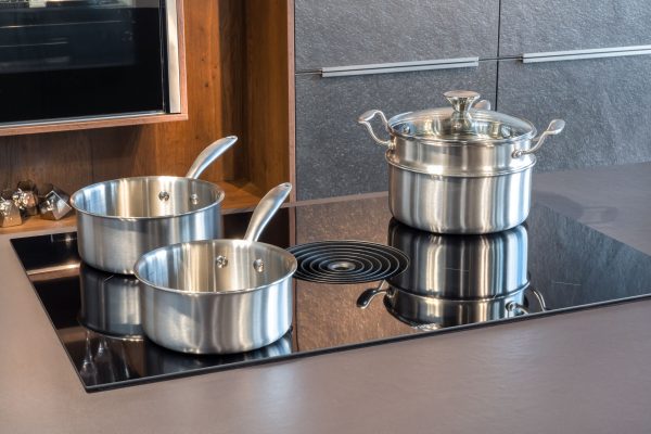 batterie "petite vapeur" 5 pièces full inox avec son couvercle tous feux dont induction