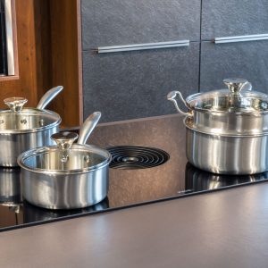 batterie "petite vapeur" 7 pièces à couvert ! full inox avec son couvercle tous feux dont induction
