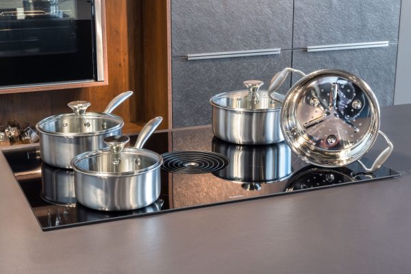 batterie "petite vapeur" 7 pièces à couvert ! full inox avec son couvercle tous feux dont induction
