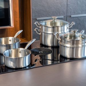 batterie "grande vapeur max" 8 pièces full inox avec leurs couvercles tous feux dont induction