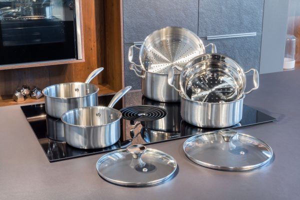 batterie "grande vapeur max" 8 pièces full inox avec leurs couvercles tous feux dont induction