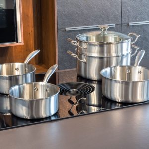 batterie "grande vapeur" 6 pièces full inox avec son couvercle tous feux dont induction